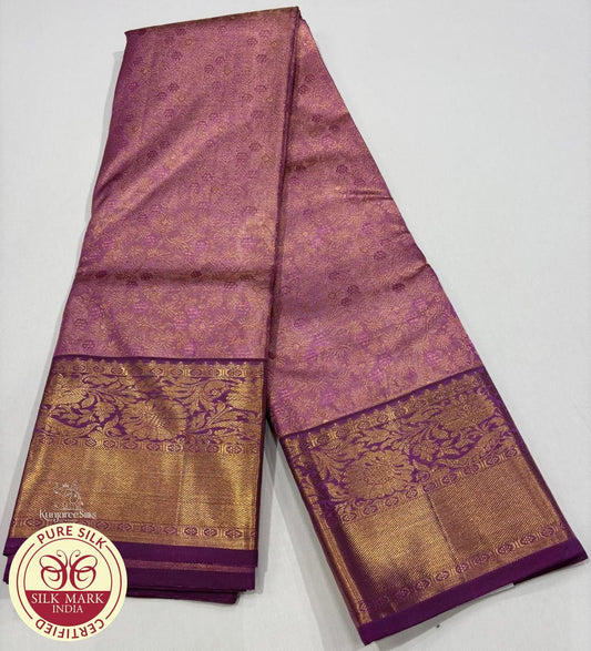 Purple with Gold Color Brocade Kanjivaram Pure Silk Saree
