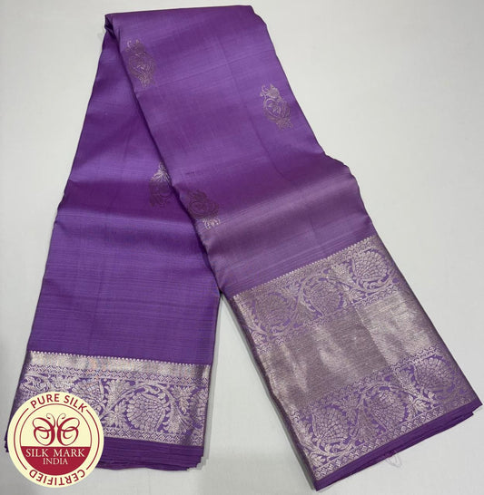 Barbie Purple with Silver Color Kanjivaram Pure Silk Saree
