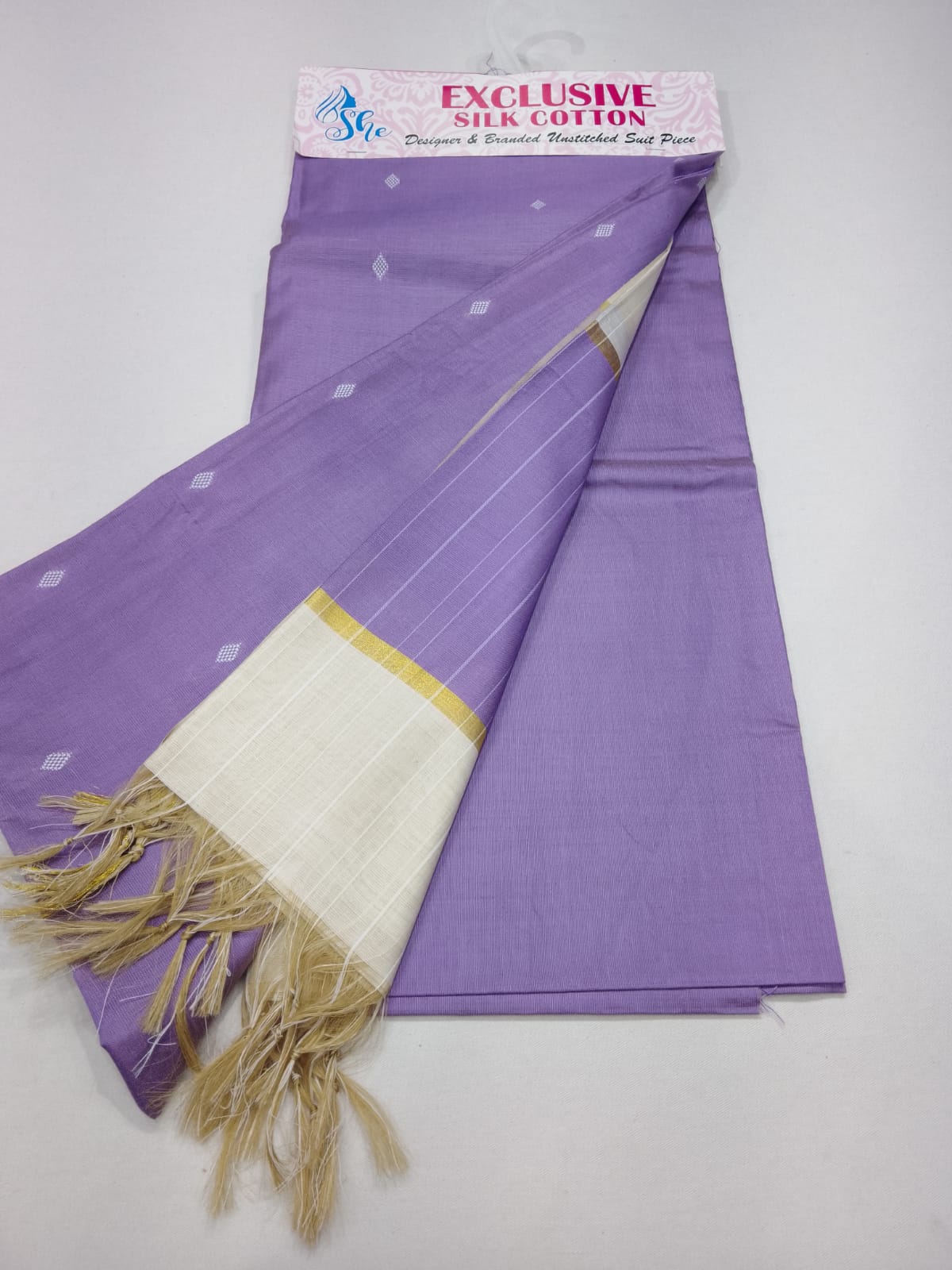 Royal Lavender Cotton Silk 3PC Salwar Suit Dress Material with Elegant Zari Border Dupatta