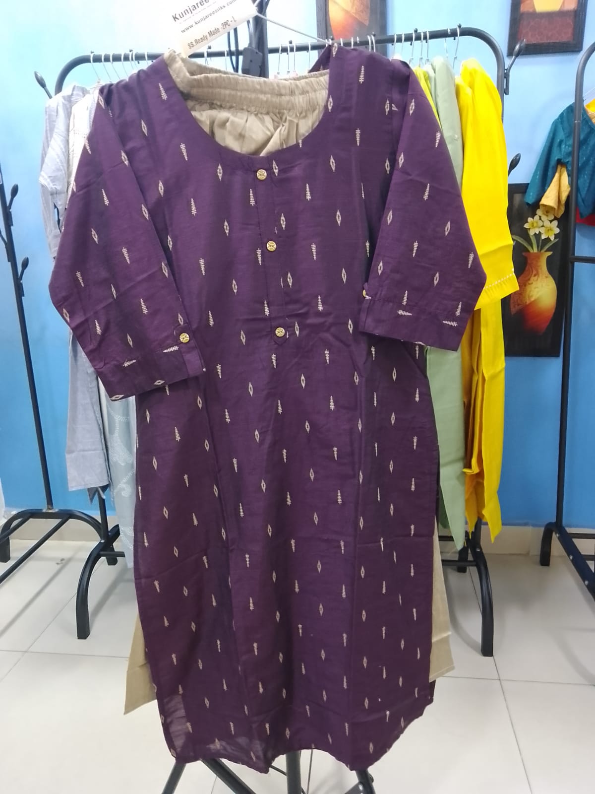 Royal Purple Women's Cotton Blend Co-Ord Set | Ready-to-Wear Ethnic Wear
