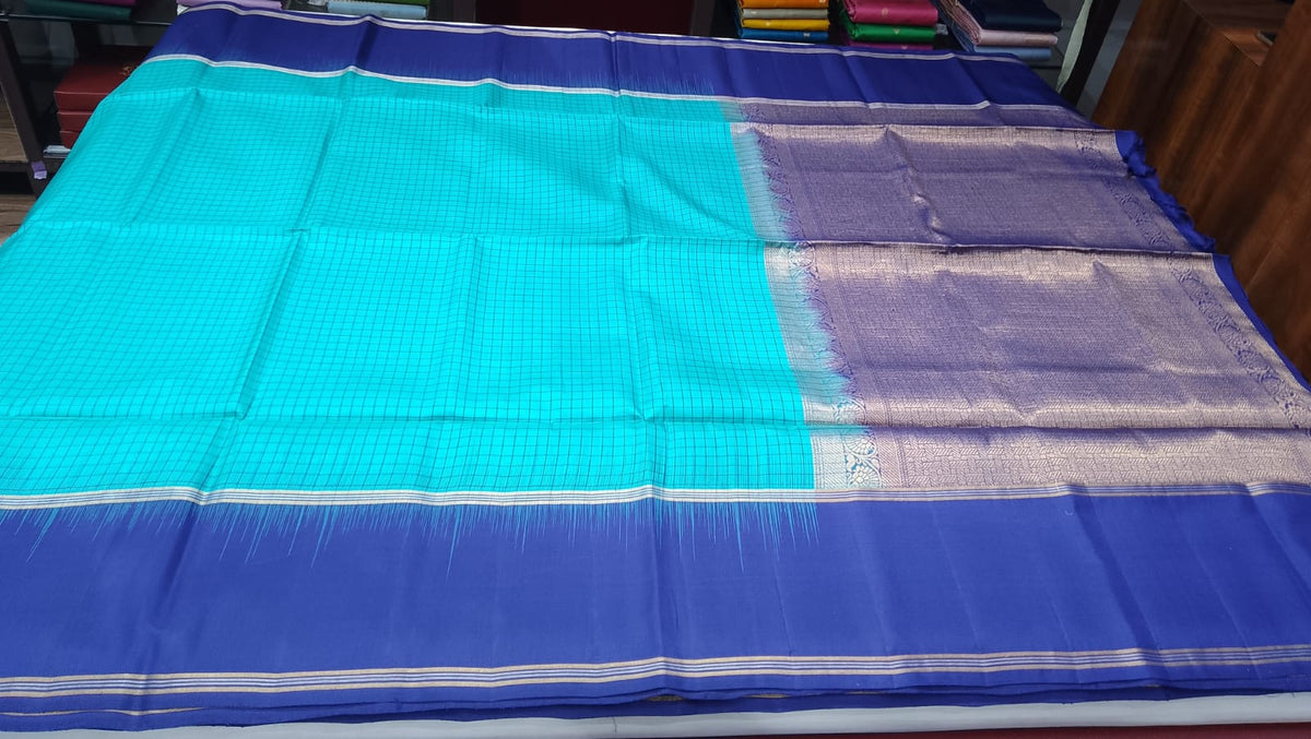 Blue with Purple Color Pure Silk Saree