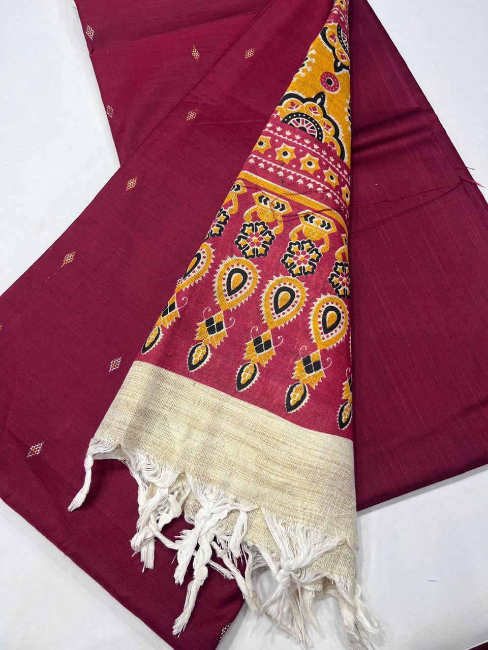 Rich Red Kalamkari Cotton Silk Salwar Suit Set