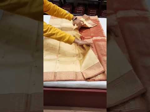 Cream Gold Colour All Over Butta Kanjivaram Pure Silk Saree