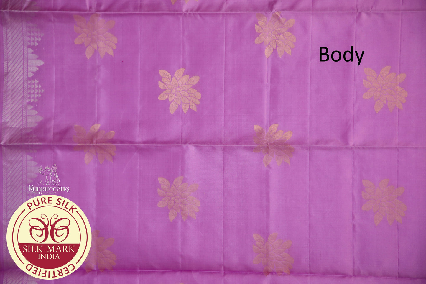 Levander with gold self boarder pure silk Saree