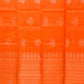 Orange with Gold Self Boarder Less Pure Silk Saree