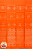 Orange with Gold Self Boarder Less Pure Silk Saree