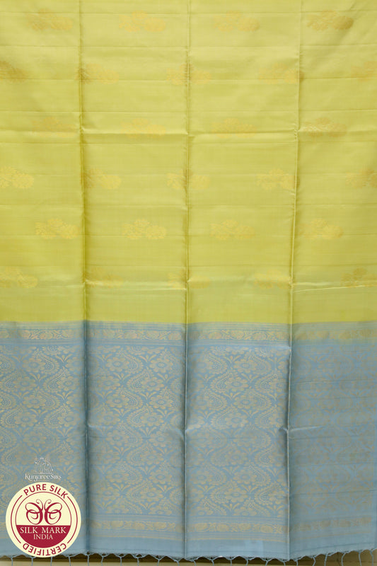 Cream with Gray Boarder Less Pure Silk Saree