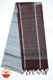 Grey with Coffee Color Pure Silk Saree