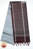 Grey with Coffee Color Pure Silk Saree