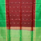 Green with Brown Gold checks contrest boarder pure silk saree