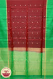 Green with Brown Gold checks contrest boarder pure silk saree