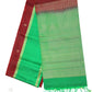 Green with Brown Gold checks contrest boarder pure silk saree