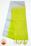 Grey with Parrot Green Color Pure Silk Saree
