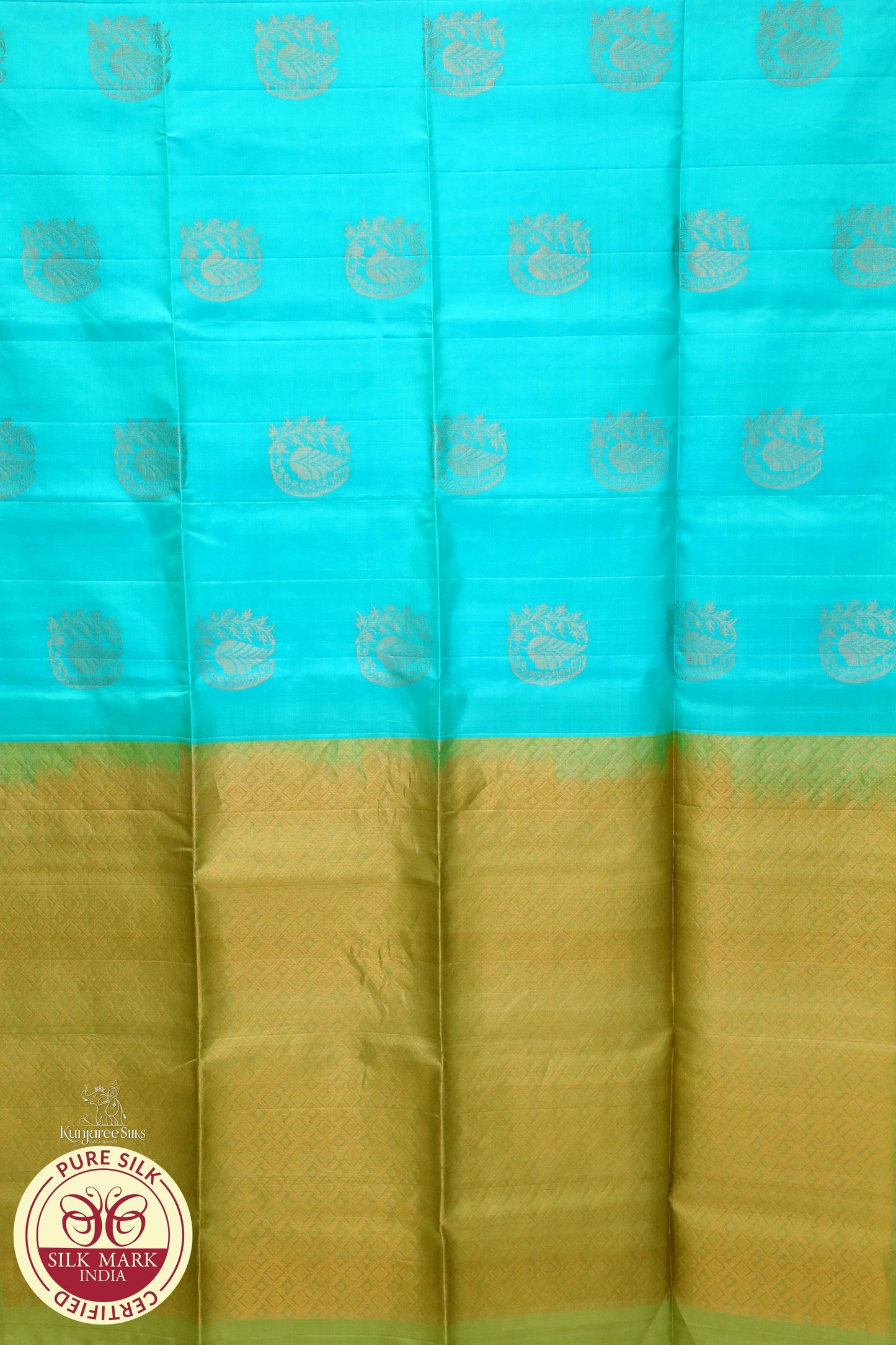 Blue with Gold Color Pure Silk Saree