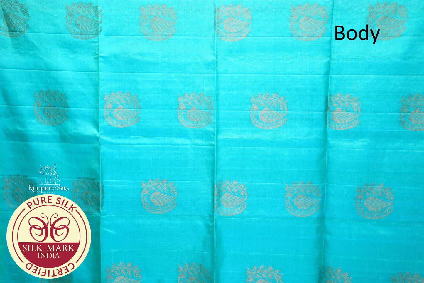 Blue with Gold Color Pure Silk Saree