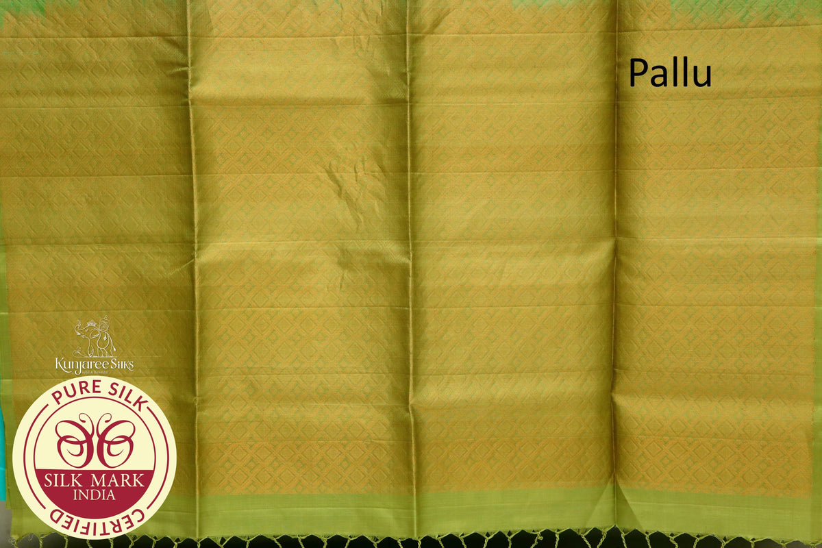 Blue with Gold Color Pure Silk Saree