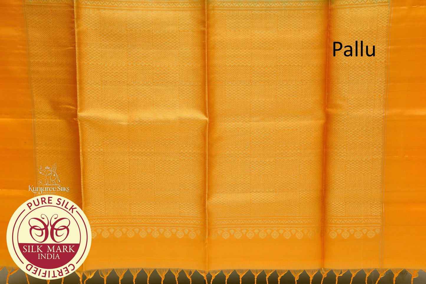 Light Orange with Green Gold Lines Pure Silks Saree