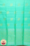 Green with gold self boarder less Pure Silk Saree