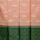 Onion with Bottle Green Boarder less pure silk Saree