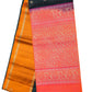 Orange with Black contrast boarder pure silk saree