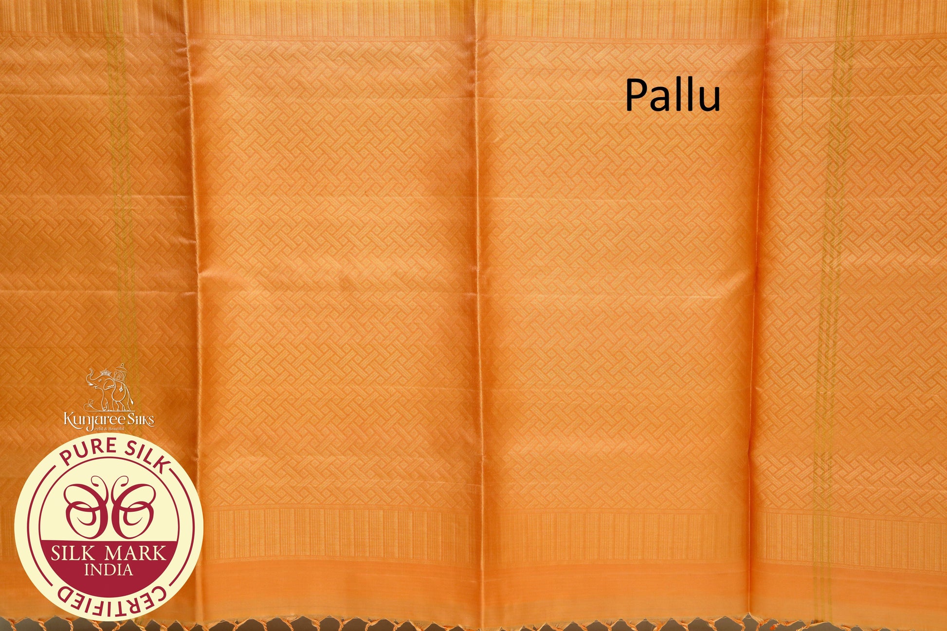 Orange with Gold contrast Boarder Pure Silk Saree