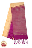 Peach with Rani Pink Color Pure Silk Saree