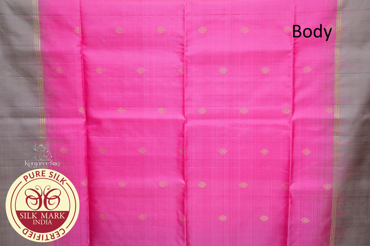 Pink with Gray Kamala Putta Pure Silk Saree