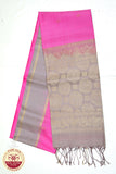 Pink with Biscuit Grey Color Pure Silk Saree
