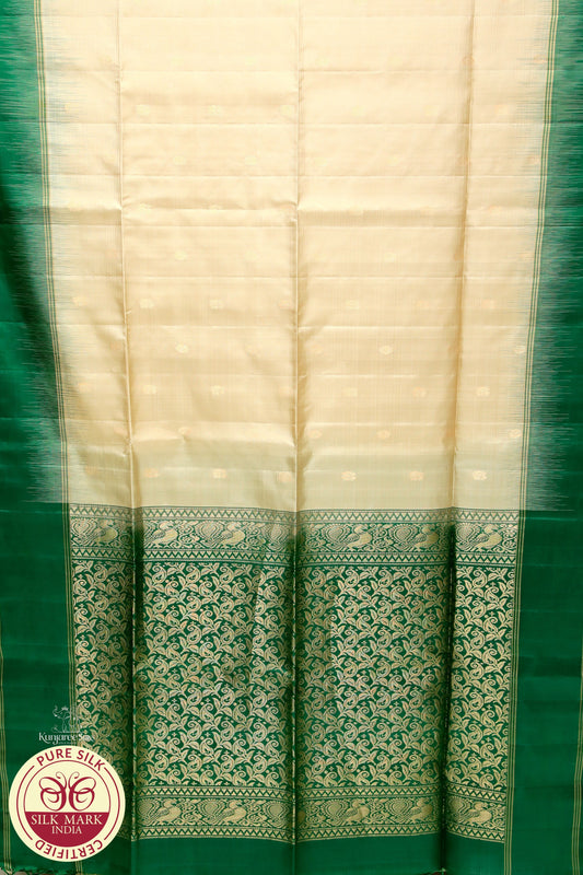 Gold with Green Color Pure Silk Saree