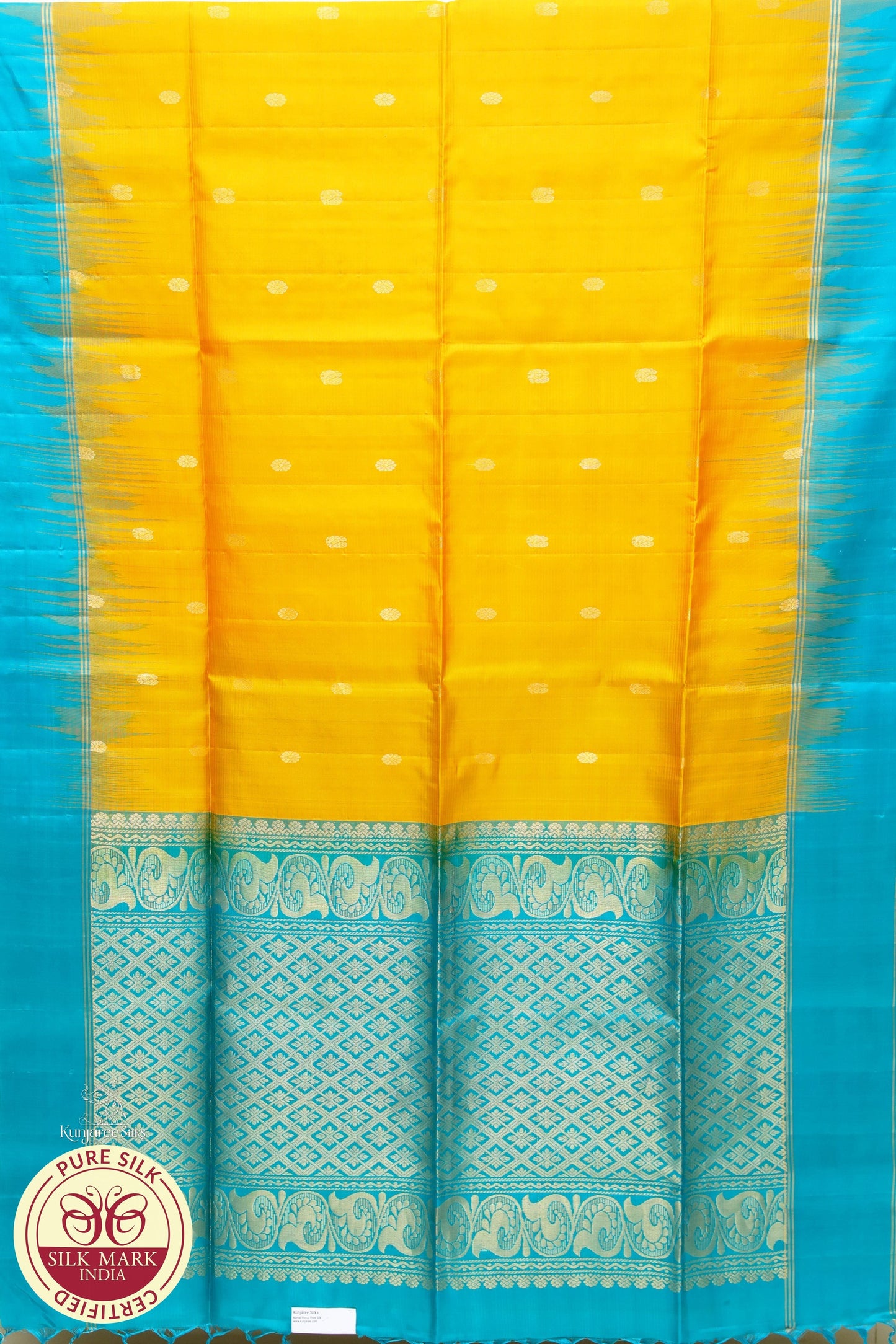 Mustard with Peacock Color Pure Silk Saree