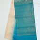 Cream with Rama Green Color Pure Silk Saree
