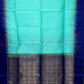 Blue with Peach Green Color Pure Silk Saree