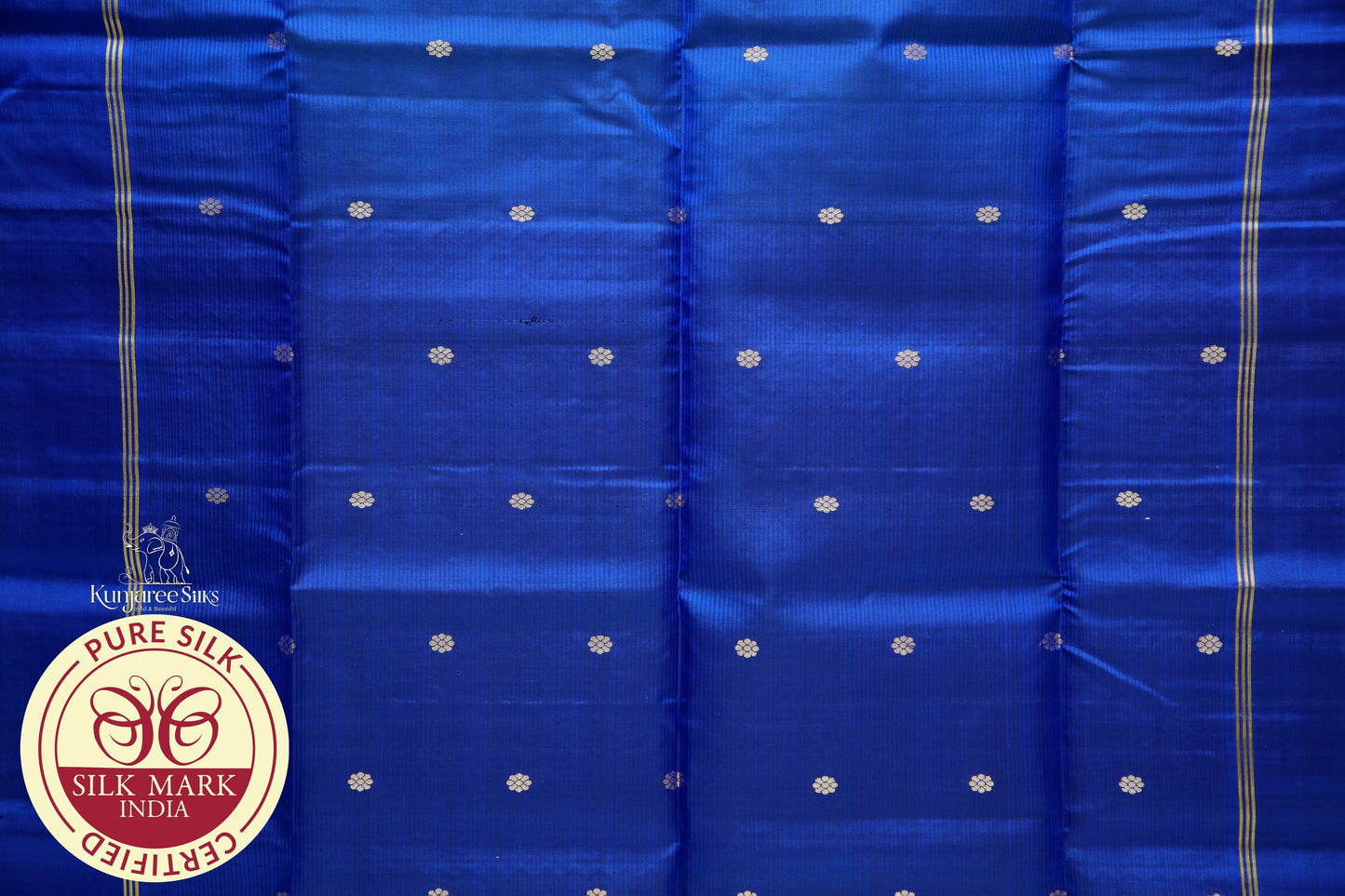 Blue with Peach Green Color Pure Silk Saree