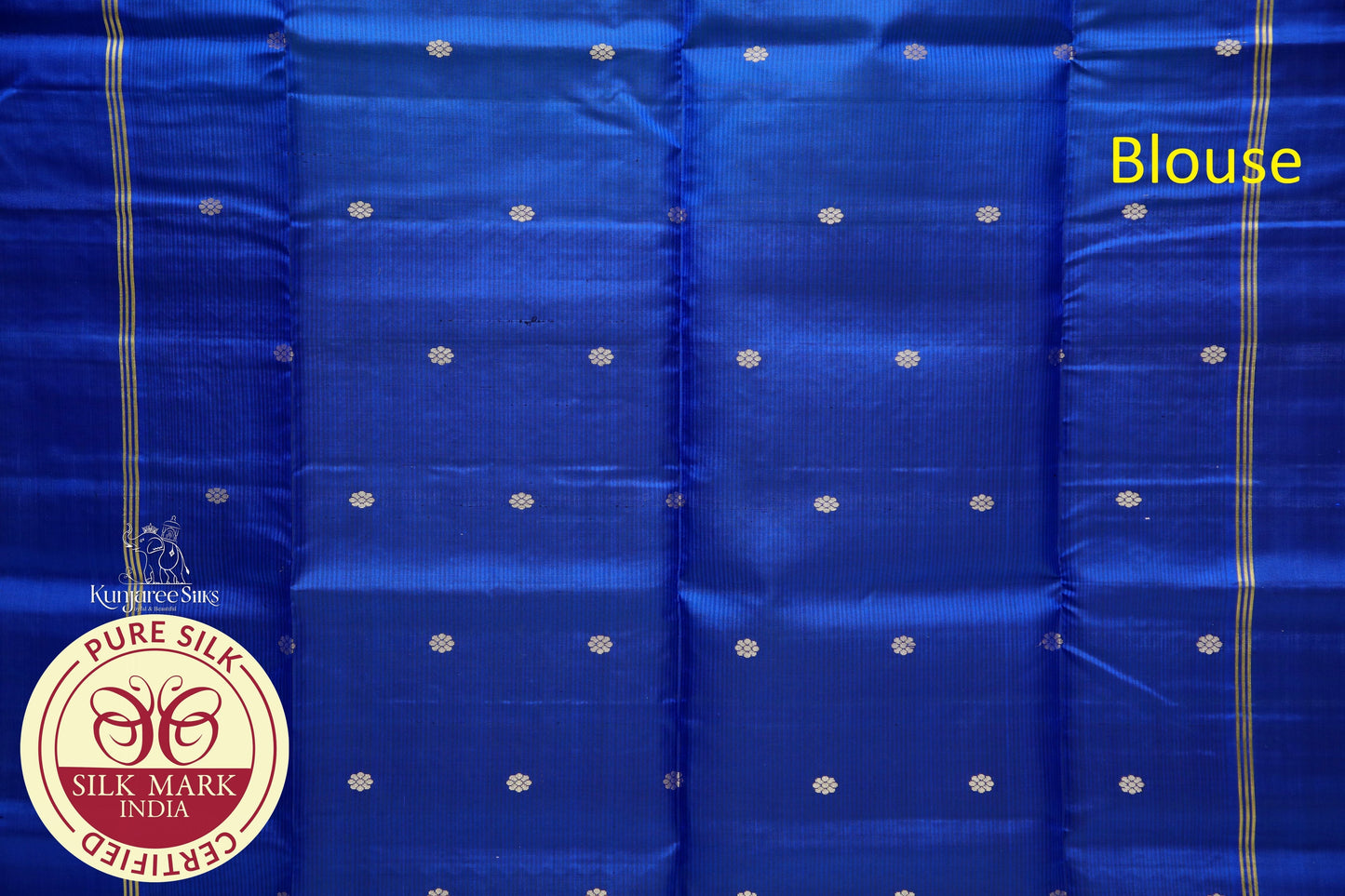 Blue with Peach Green Color Pure Silk Saree
