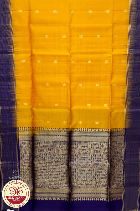 Musted with Dark Blue Kamala Putta Pure Silk Saree