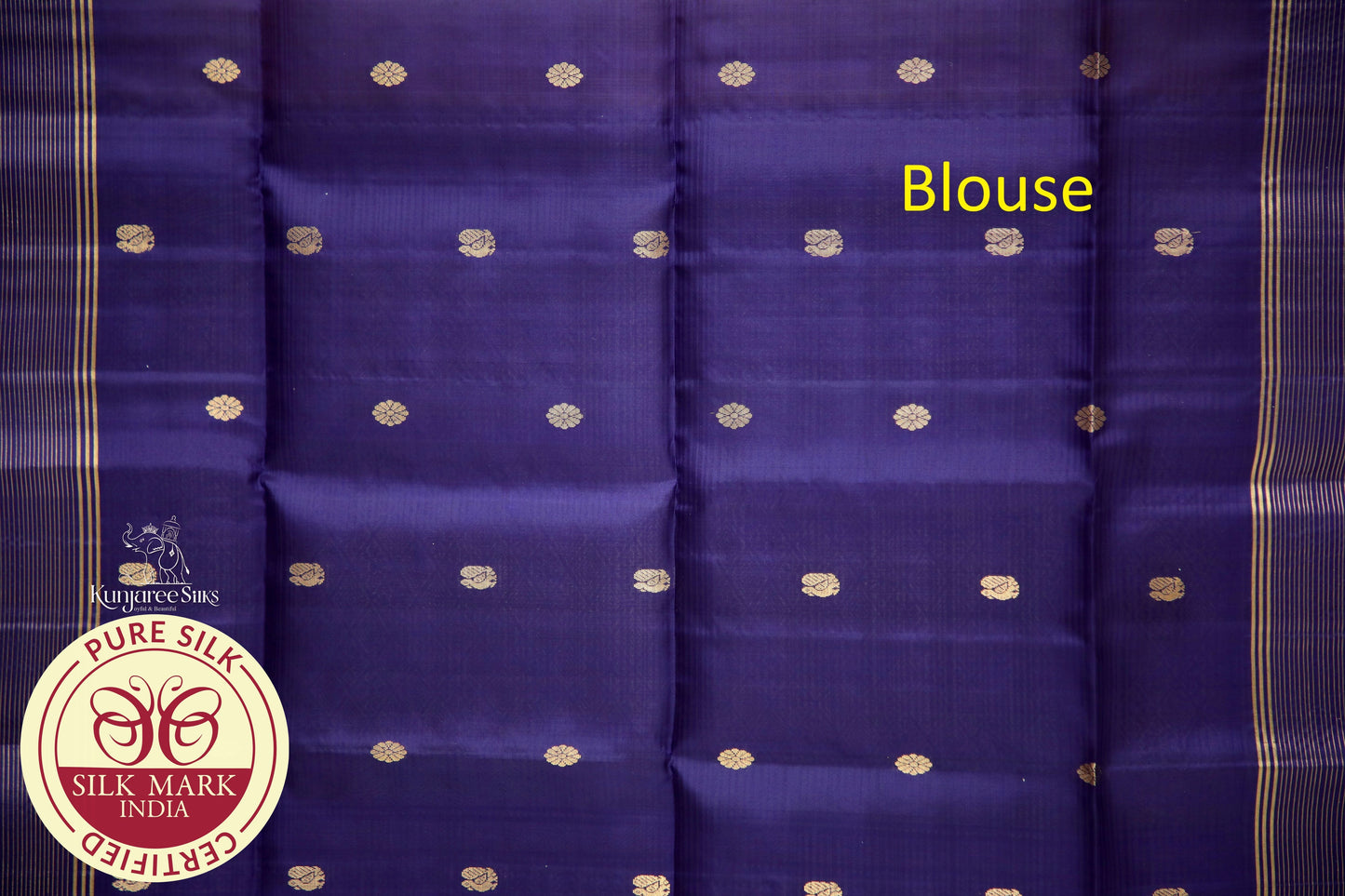 Musted with Dark Blue Kamala Putta Pure Silk Saree