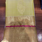 Dual Tone Saree in Ivory Lemon Yellow with Rose Pink Rich Zari Pallu
