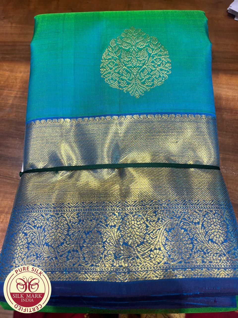Dual Tone Saree – Emerald Green & Royal Blue Zari Weave