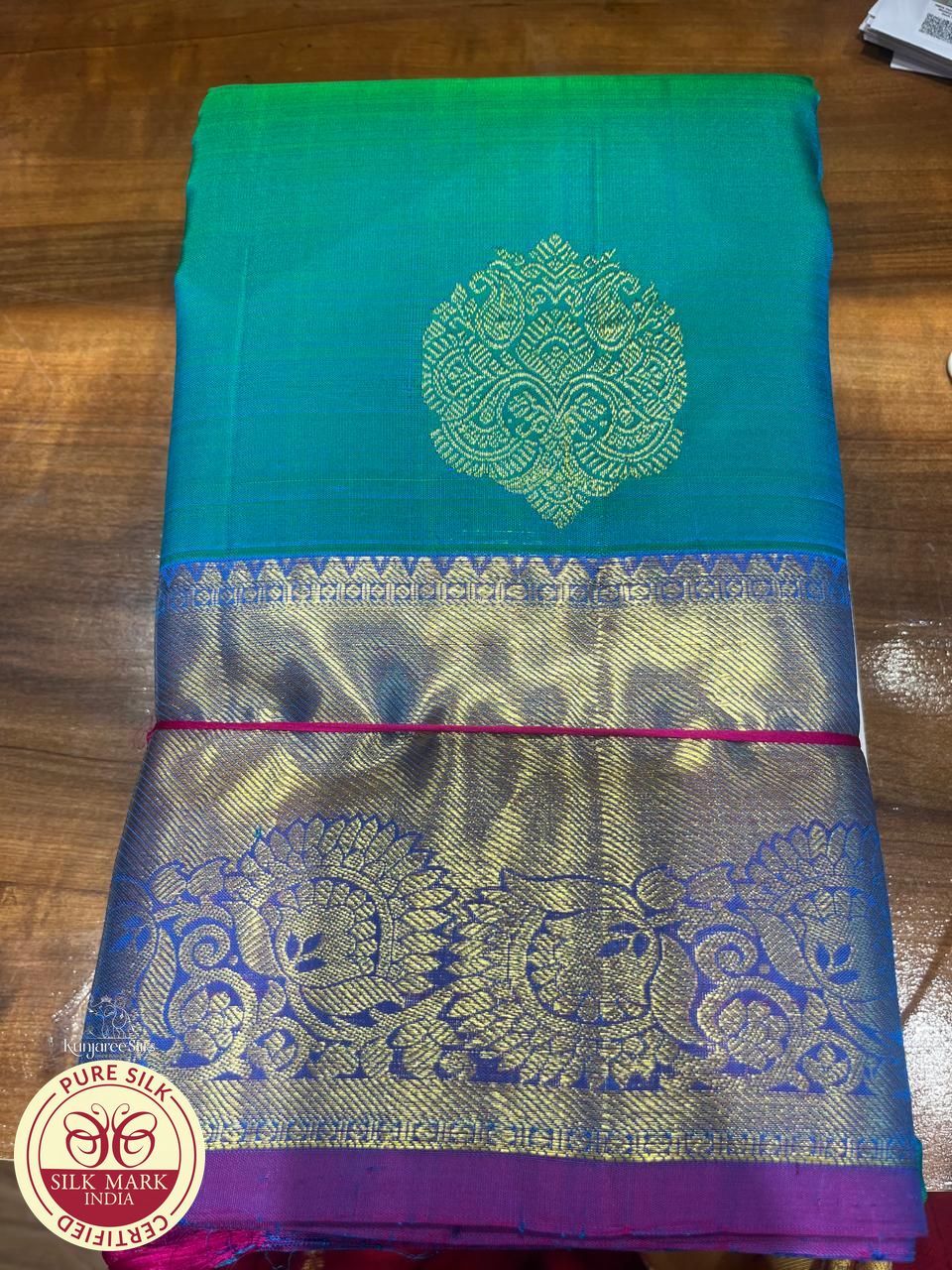 Dual Tone Saree – Emerald Green & Royal Violet with Rich Gold Zari Pallu