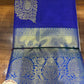 Royal Blue & Silver Blue Pure Handloom Silk Kanjivaram Saree