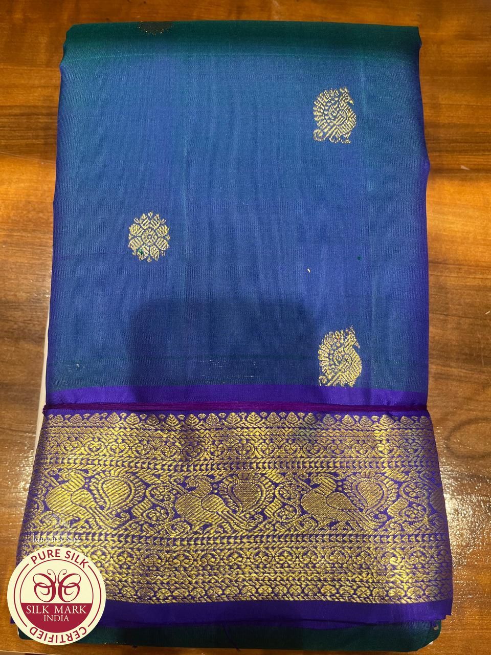 Dual Tone Saree – Peacock Blue & Royal Blue with Grand Zari Pallu