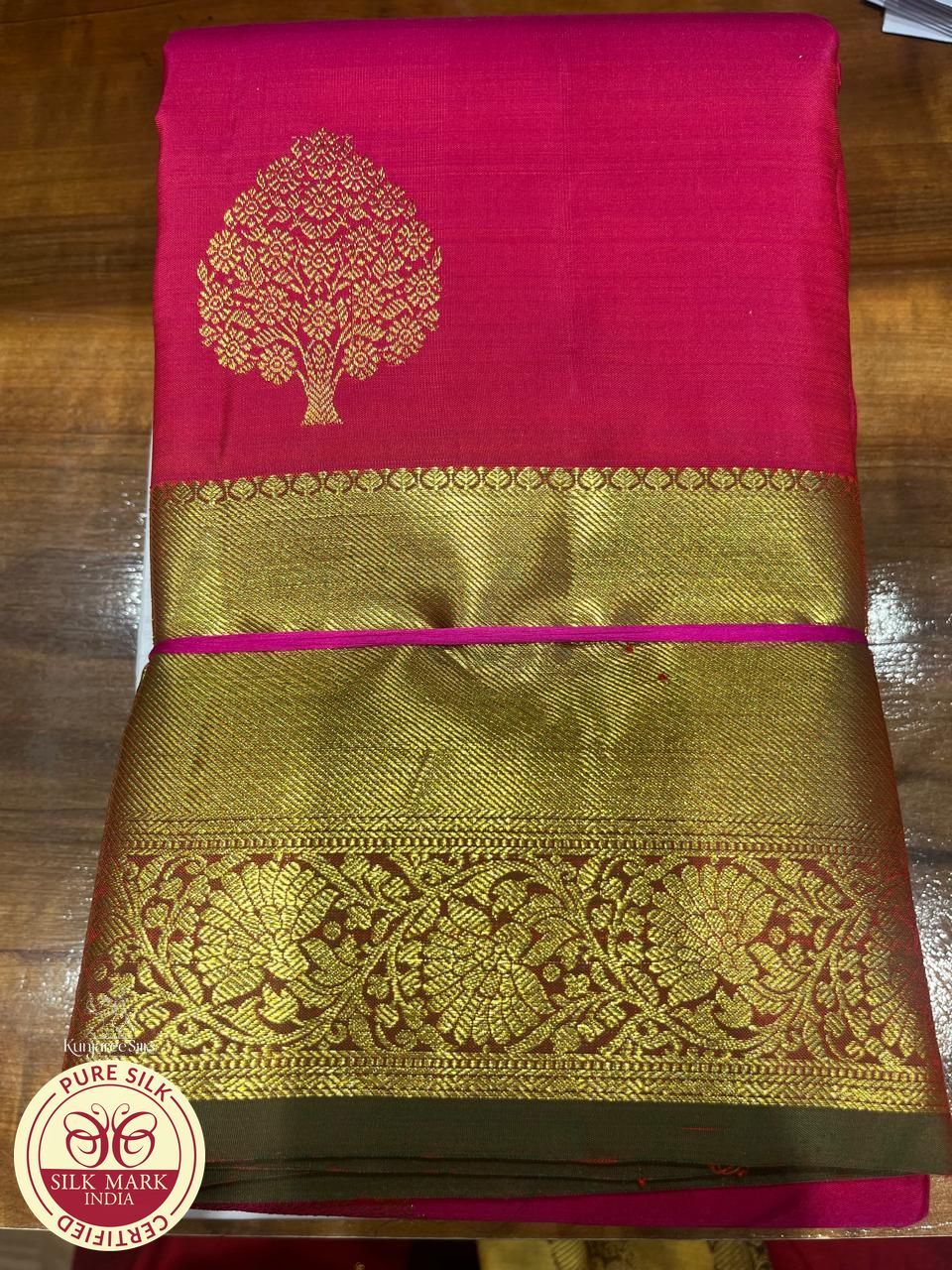 Dual Tone Saree – Deep Blush Pink & Sage Green with Rich Gold Zari