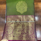 Pure Handloom Silk Kanjivaram Saree in Olive Green with Rich Magenta Zari Pallu
