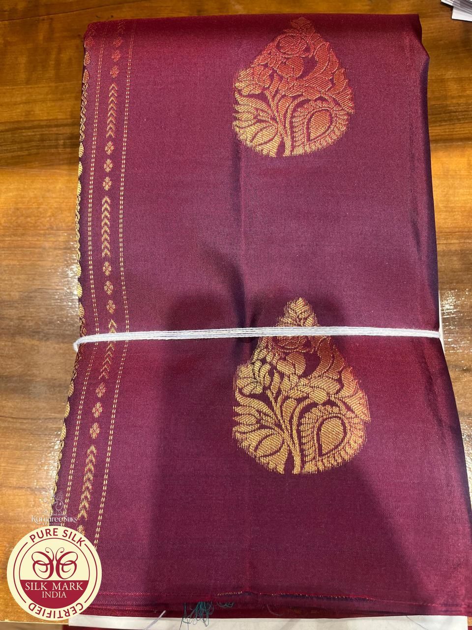Kanjivaram Saree- Wine Purple & Aqua Turquoise with Rich Zari Pallu