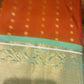 Pure Kanjivaram Silk Saree – Dual-Shade Coral Red & Orange-Red with Parrot Green  Korvai Zari Border