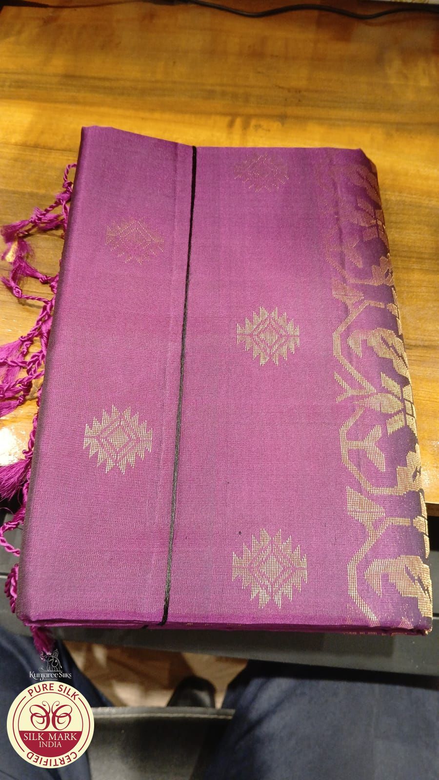 Pure Handloom Soft Silk Saree in Rich Purple with a subtle Magenta undertone with Antique Gold Zari