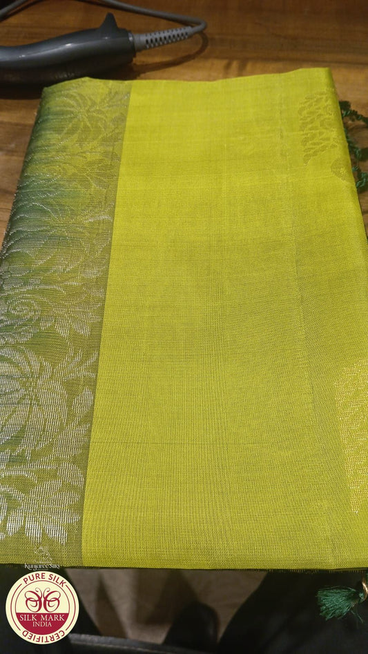 Green with Gold Putta Pure Soft Silk Saree