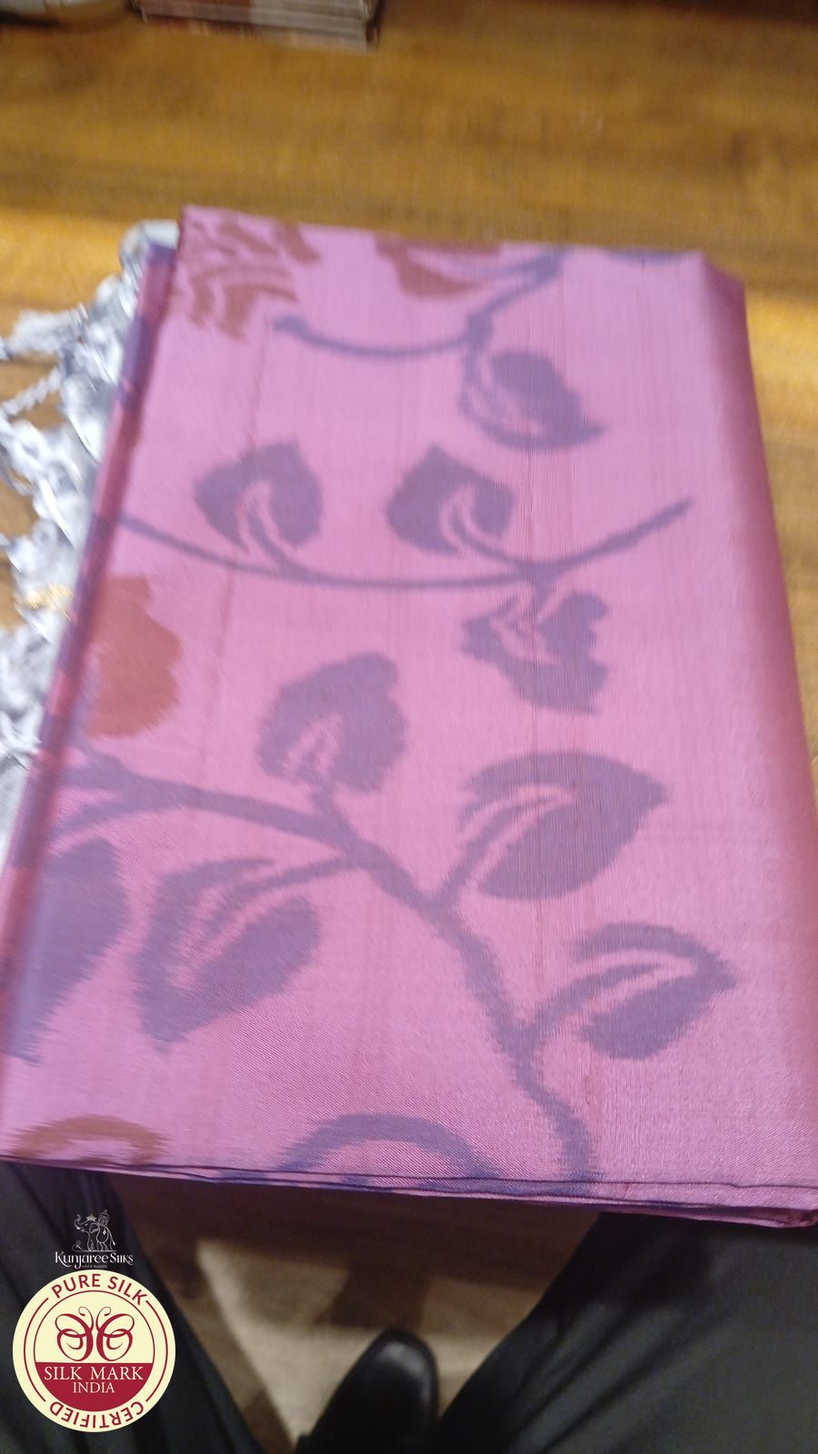 Purple Gray Pochampally Pure Soft Silk Saree