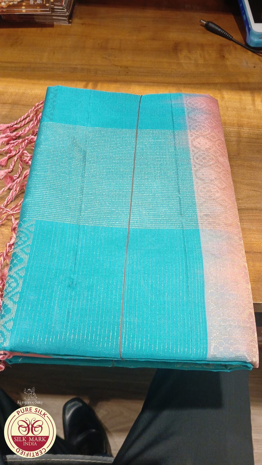 Pure Handloom Soft Silk Saree – Aqua Blue & Baby Pink Elegance