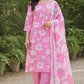Elegant Pink Floral Printed Unstitched Salwar Suit with Dupatta